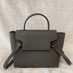Celine Micro Belt Bag In Grey Grained Calfskin